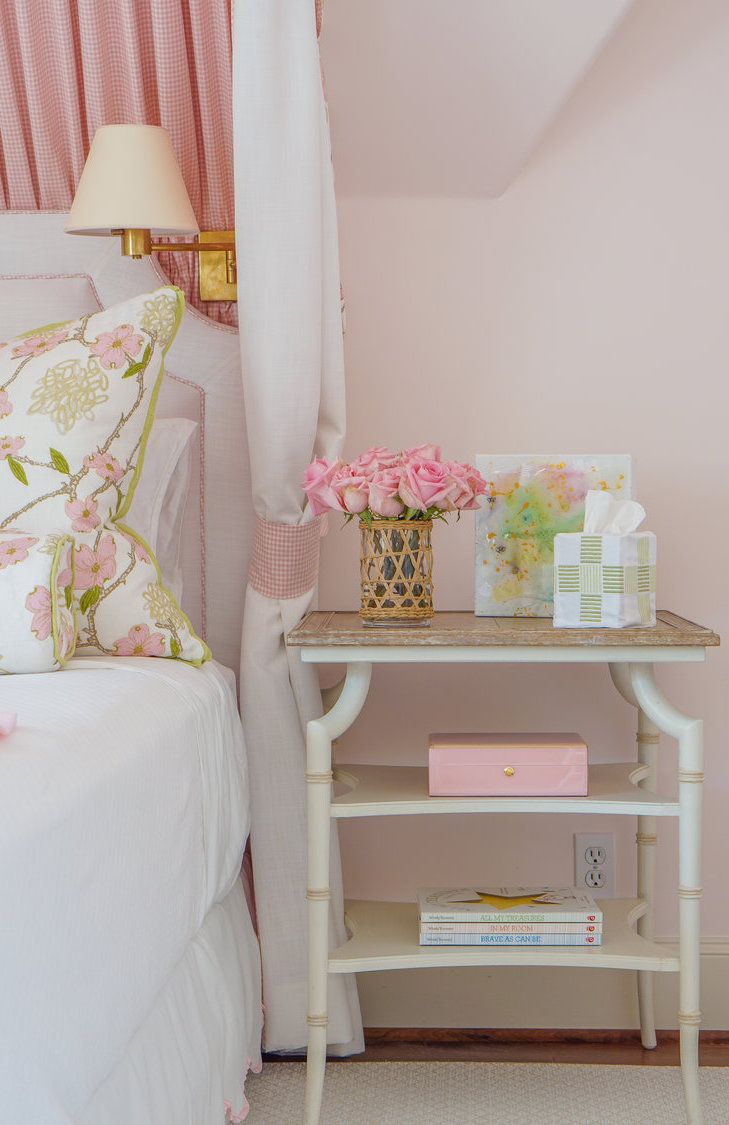 Feminine Bedroom with Cherry Blossom Pillows via MadreDallasDesign