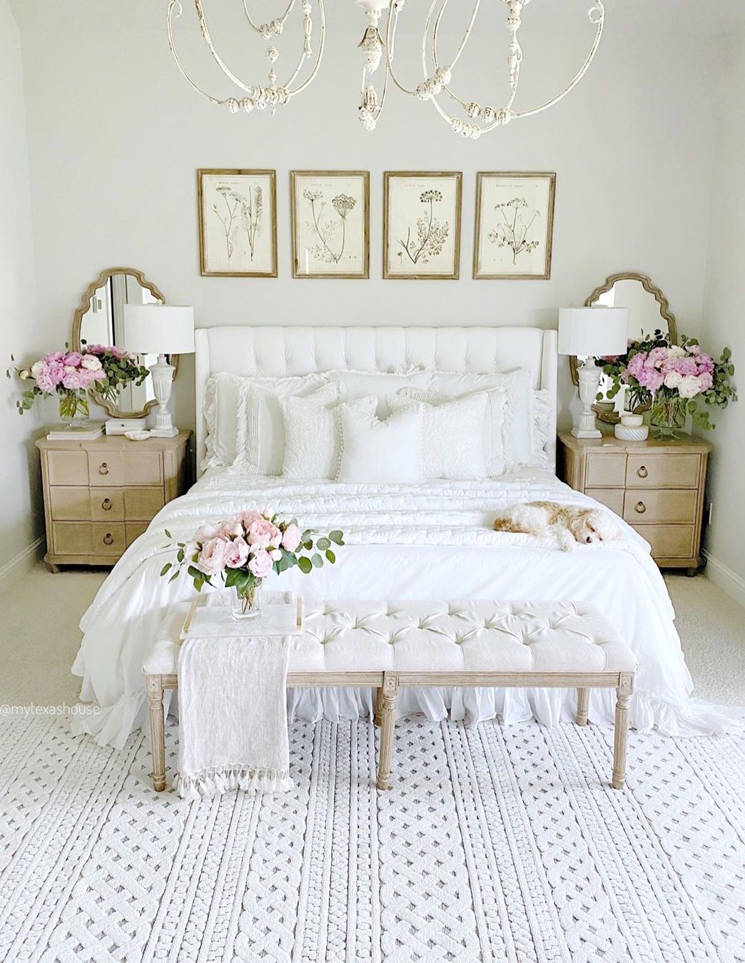 Feminine Bedroom with Pink Peonies via @mytexashouse