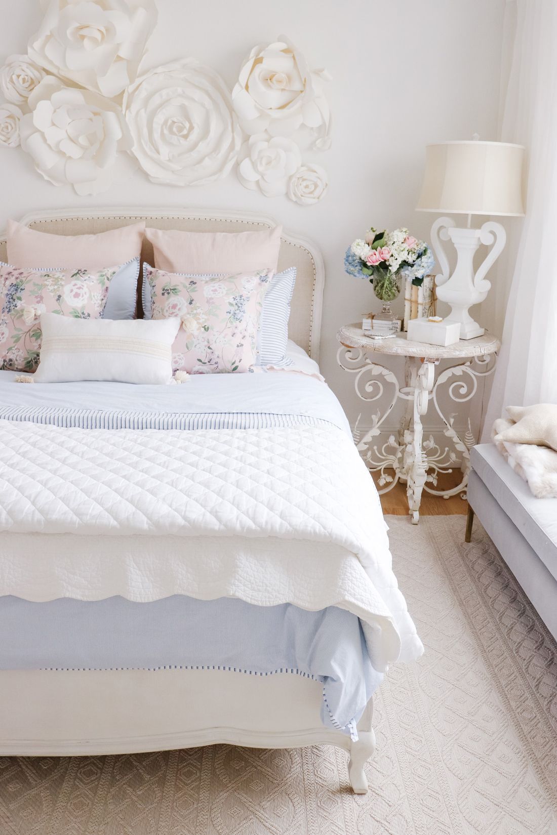 Feminine Bedroom with Textured Linens via kristy wicks