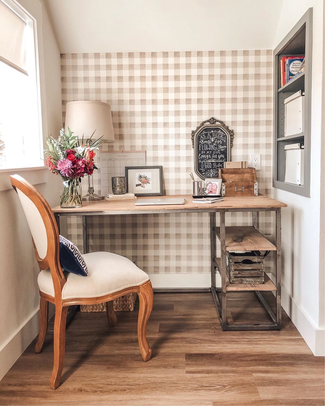 French Country Office with Round-back Louis Chair via @beingbrynnscott