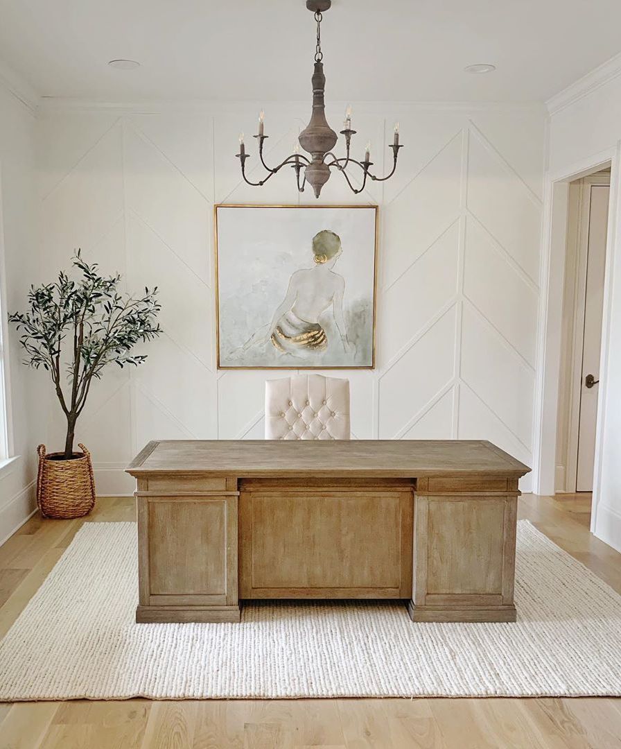 French Country Office with Wood Executive Desk via @wrapped_in_lace