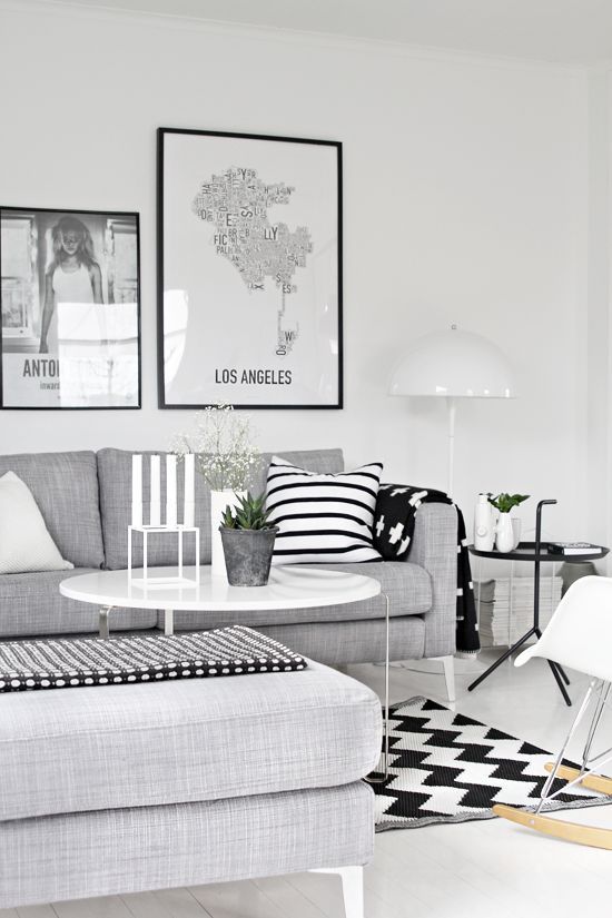 Minimalist Living Room with Black and White Pillows