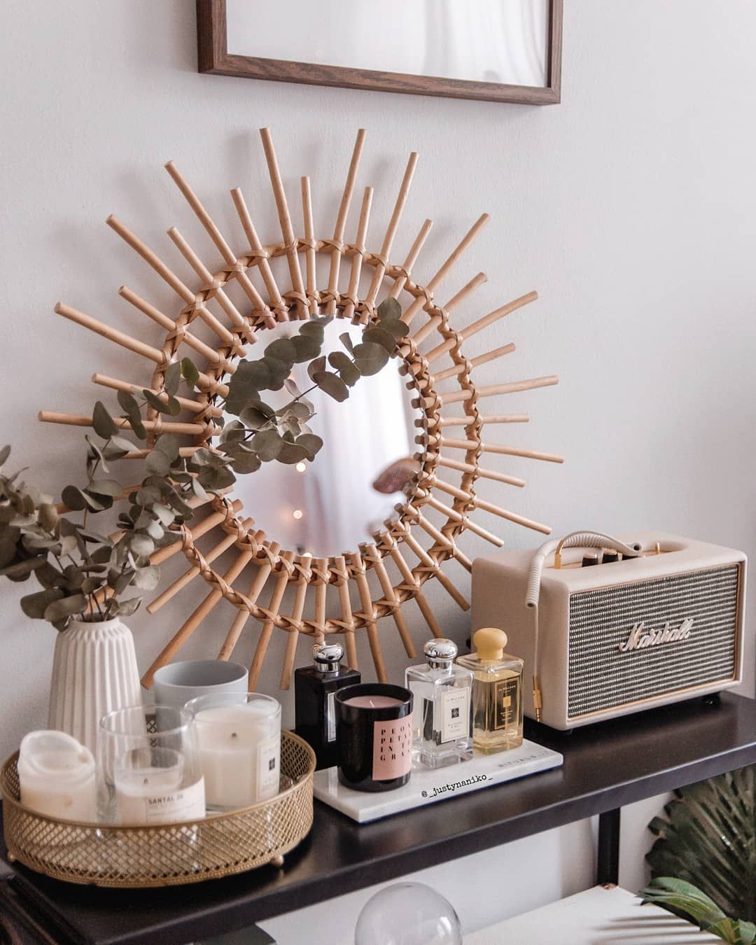 Bohemian Mirror with Boho Style in Rattan via @_justynaniko_