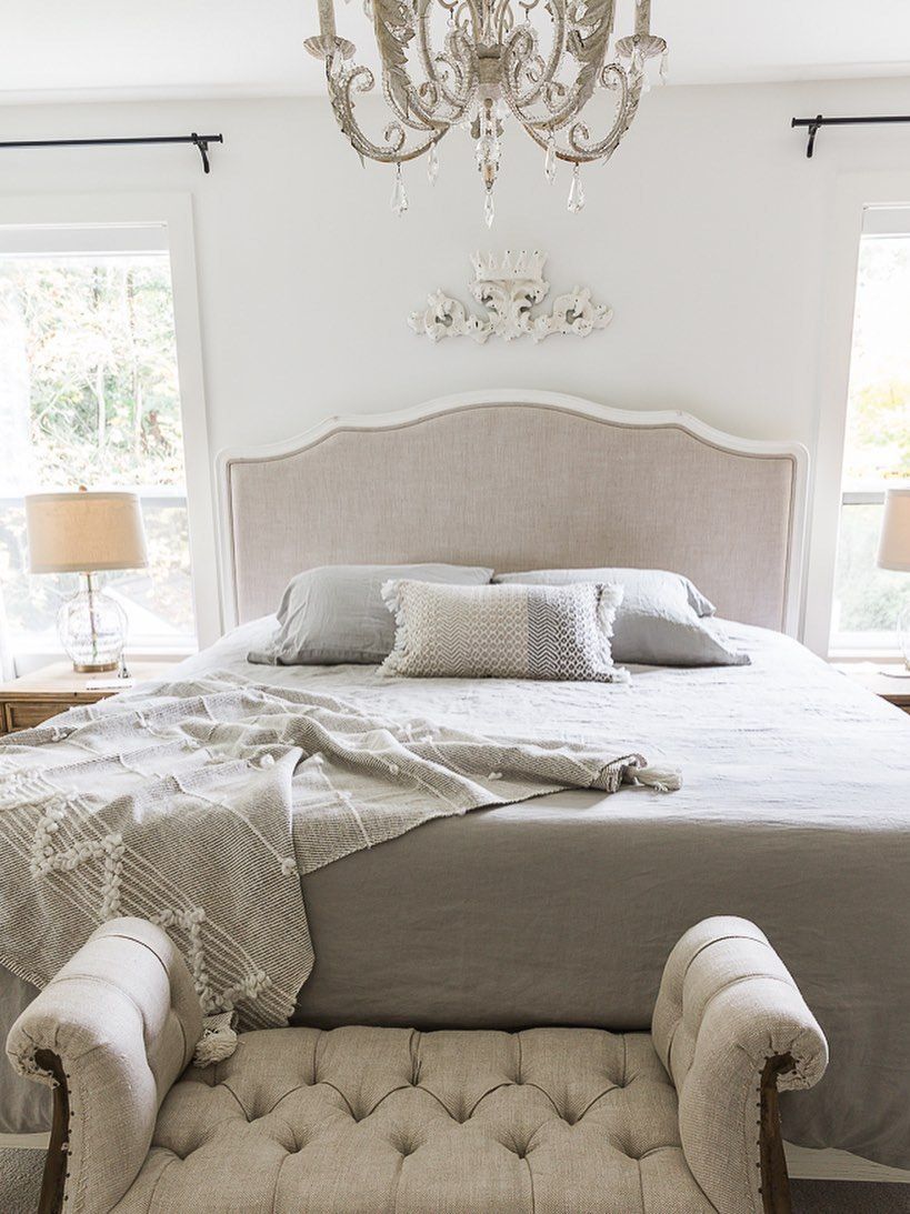 French Country Bed with End of Bed Bench via @somuchbetterwithage
