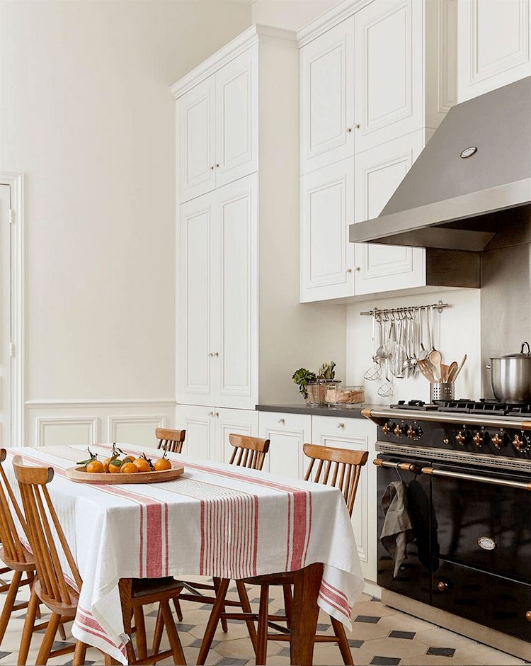 Parisian Kitchen With Dining Table As Kitchen Island By Abkasha 