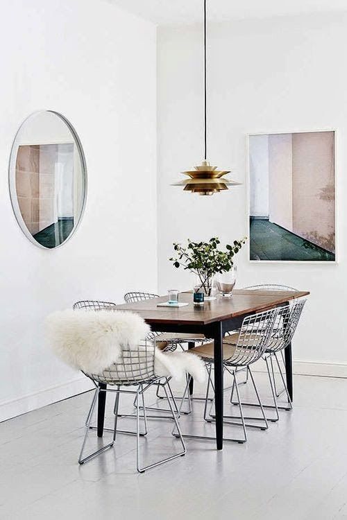 Scandinavian Dining Room with Bertoia Side Chairs
