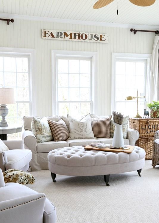 Farmhouse Ottoman in the Living Room via Savvy Southern Style