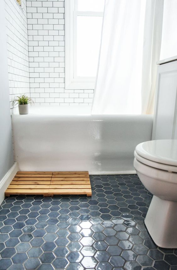 15 Beautiful Coastal Tiles To And, Blue And White Floor Tile Bathroom
