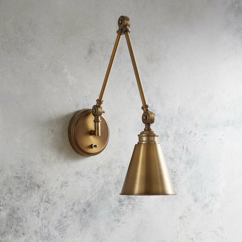 Aged Brass Plug-in Swing Arm Sconce