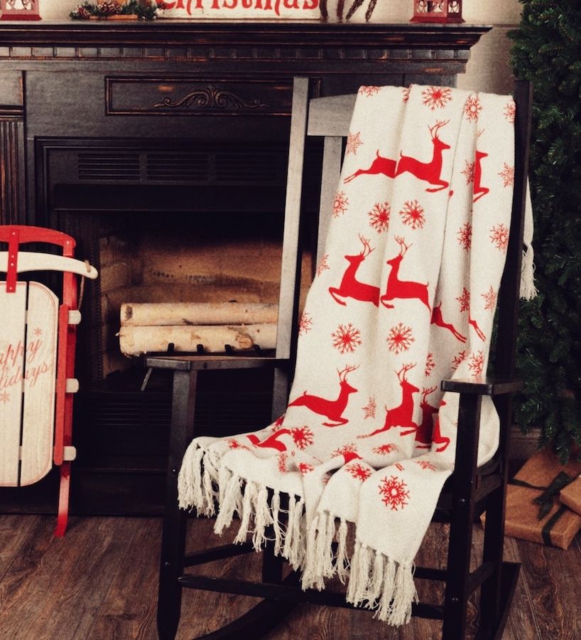 Christmas Themed Fleece Blanket & Window Curtains Drapes for Home Bedroom Decor 