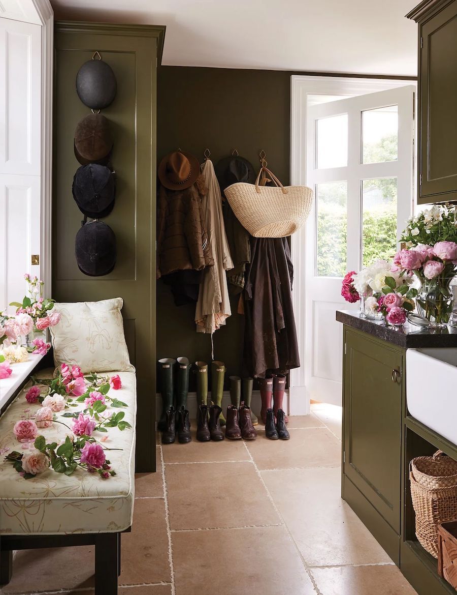 English country mudroom decor via India Hicks Vogue