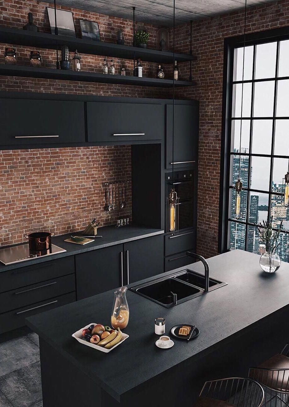 Exposed Brick Kitchen Industrial Decor