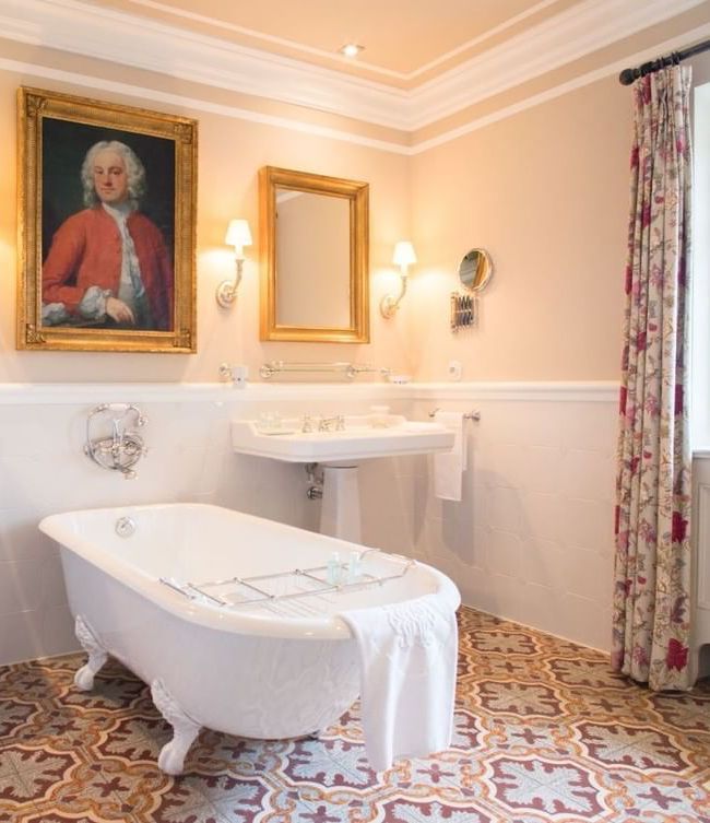 French Country Bathroom with Louis Portrait via @airellesgordes