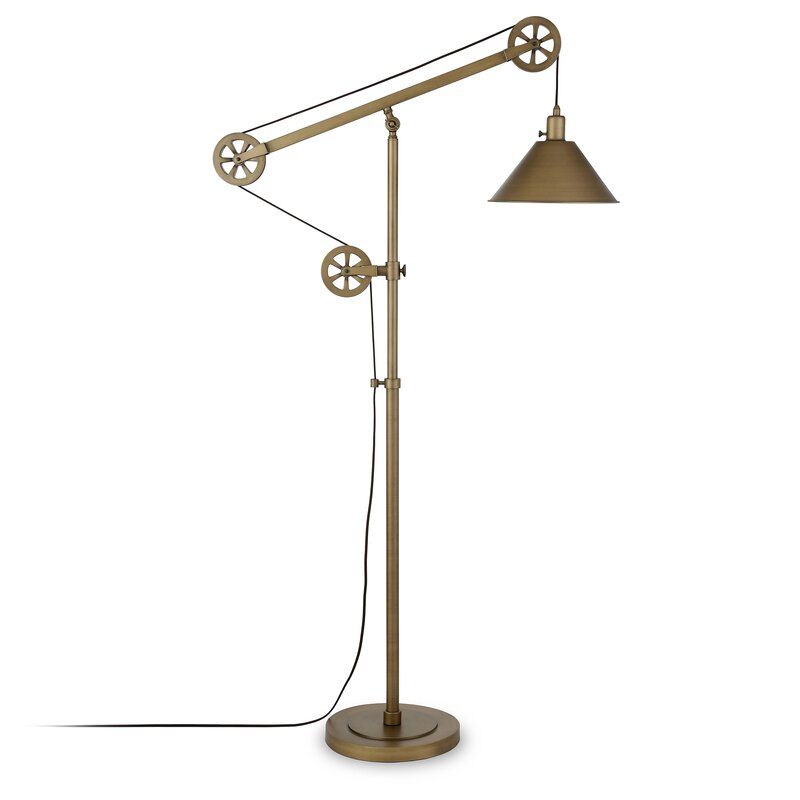 Industrial Brass Reading Floor Lamp