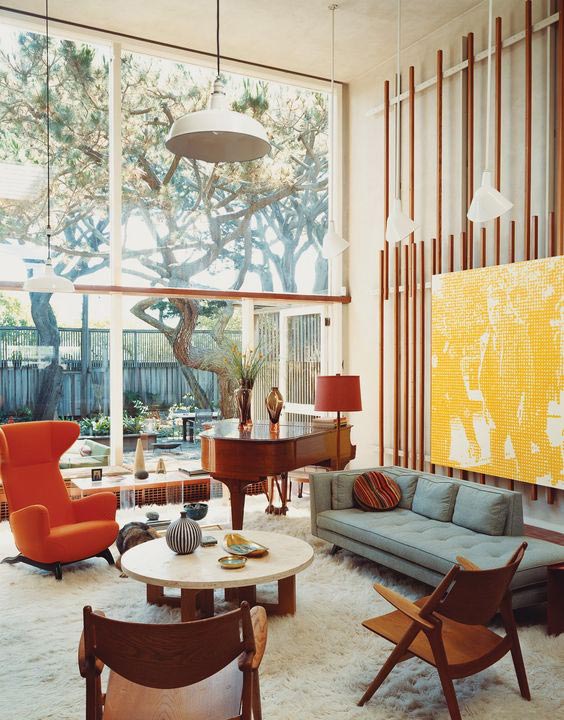 Mid-Century Modern Living Room with Egg Chair