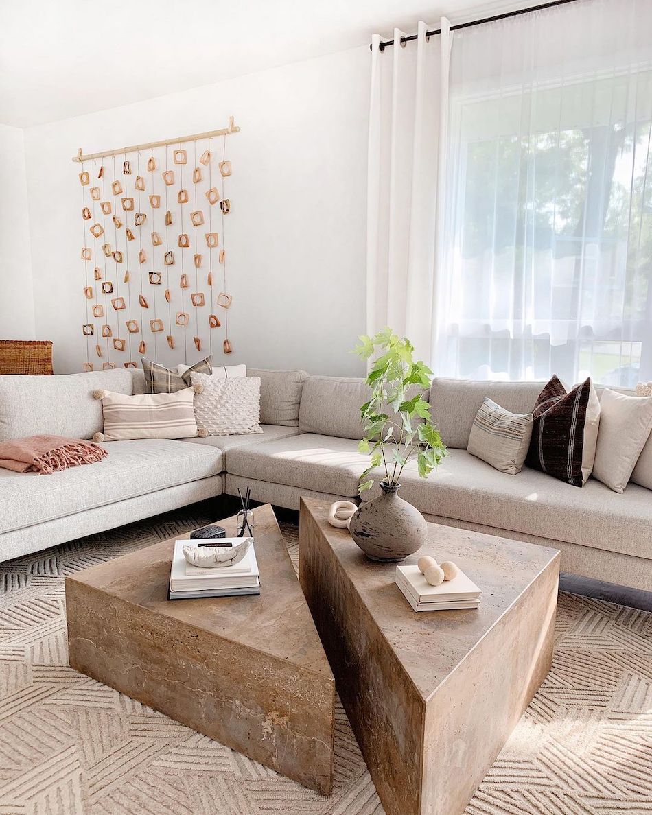 Neutral Living Room with Earth and Clay Tones via @mymoderndom
