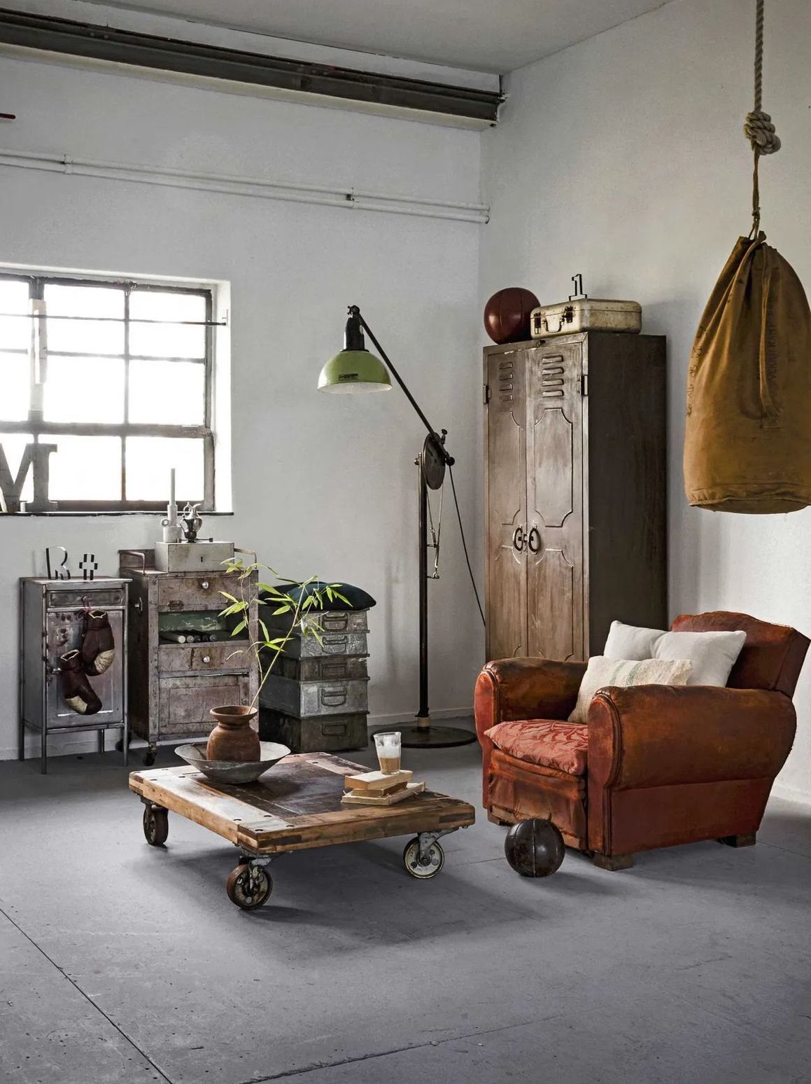 Vintage Furrniture Industrial Style Concrete Floor Via VTWonen 