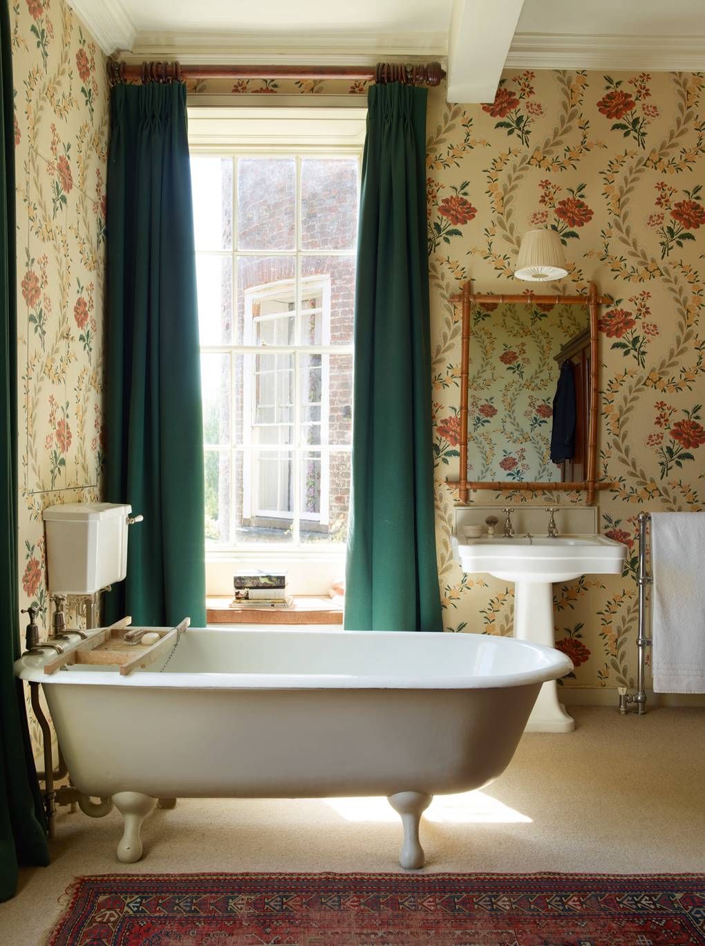 White Freestanding Vintage Bathtub In English Country Bathroom via houseandgarden UK