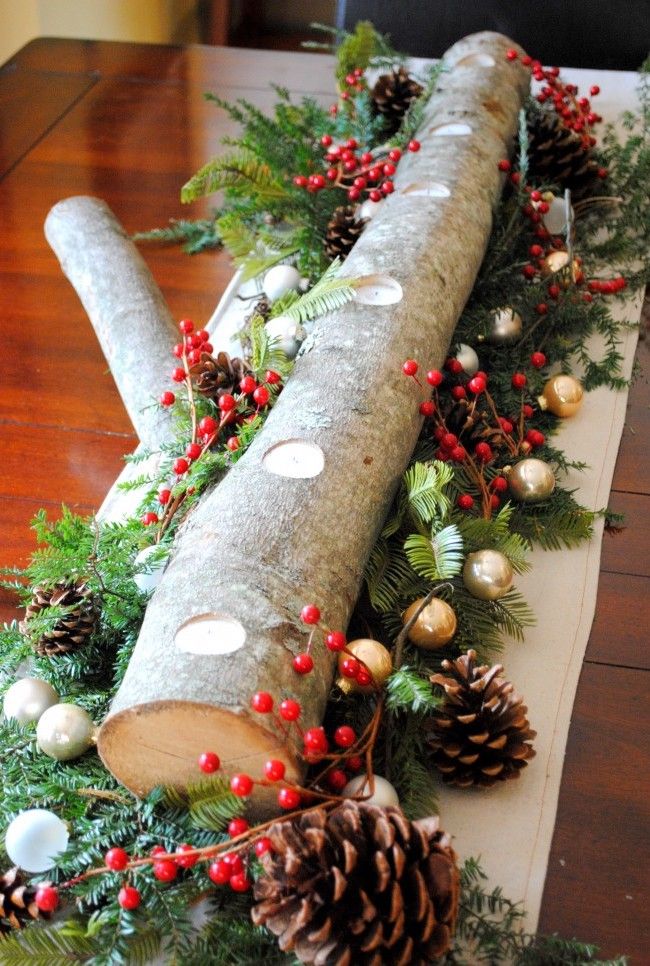 DIY Christmas Log Centerpiece via JennaBurger