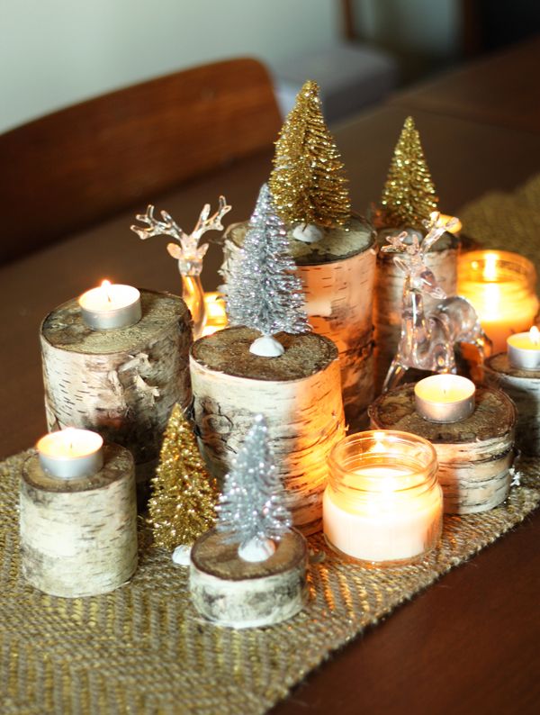 DIY Gold Forest Centerpiece for Christmas via thesweetescape
