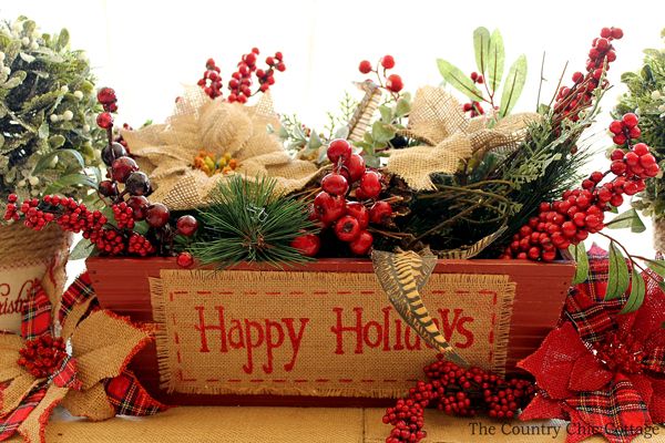 DIY Happy Holidays Table Centerpiece via thecountrychiccottage