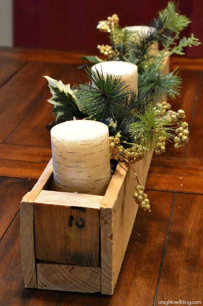 DIY Pallet Wood Centerpiece Box via ANightOwlBlog