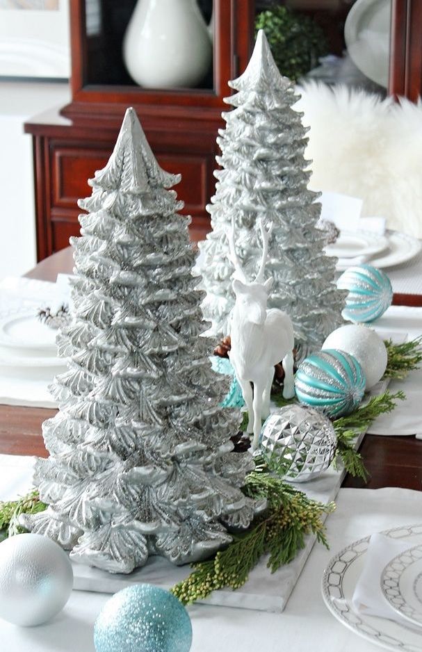 DIY Winter Woodland Glam Christmas Centerpiece via SettingforFour