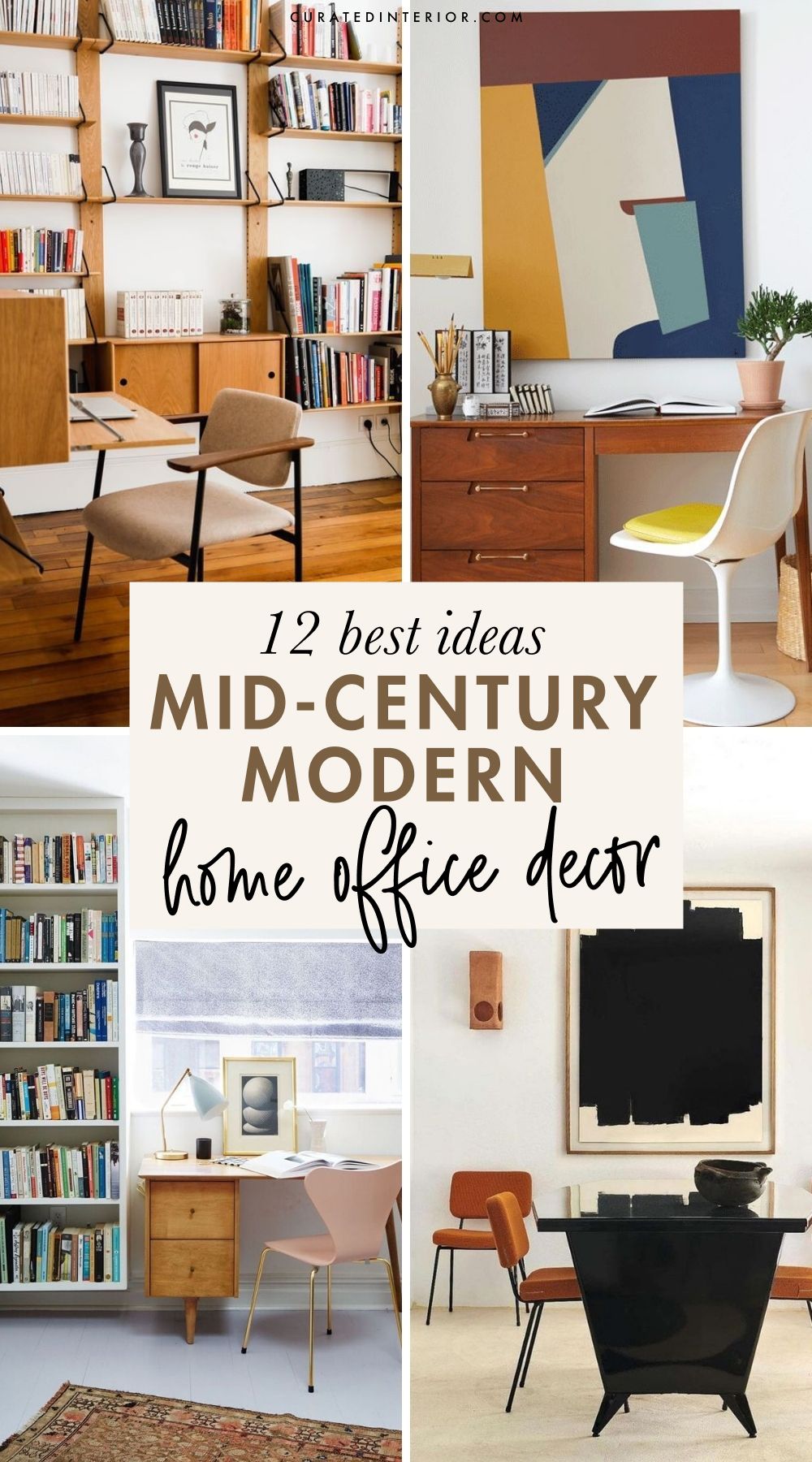 12 best Mid-Century Modern home office decor ideas for designing a practical workspace inspired by retro design!