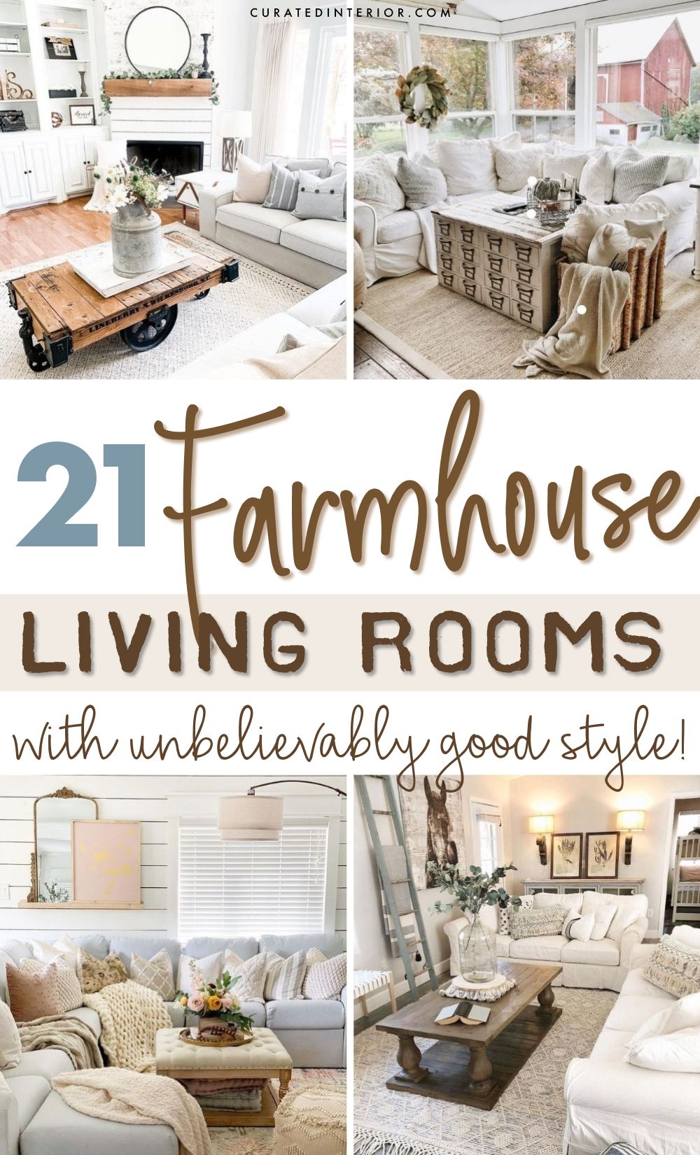 21 Quintessential Farmhouse Living Rooms with Good Style