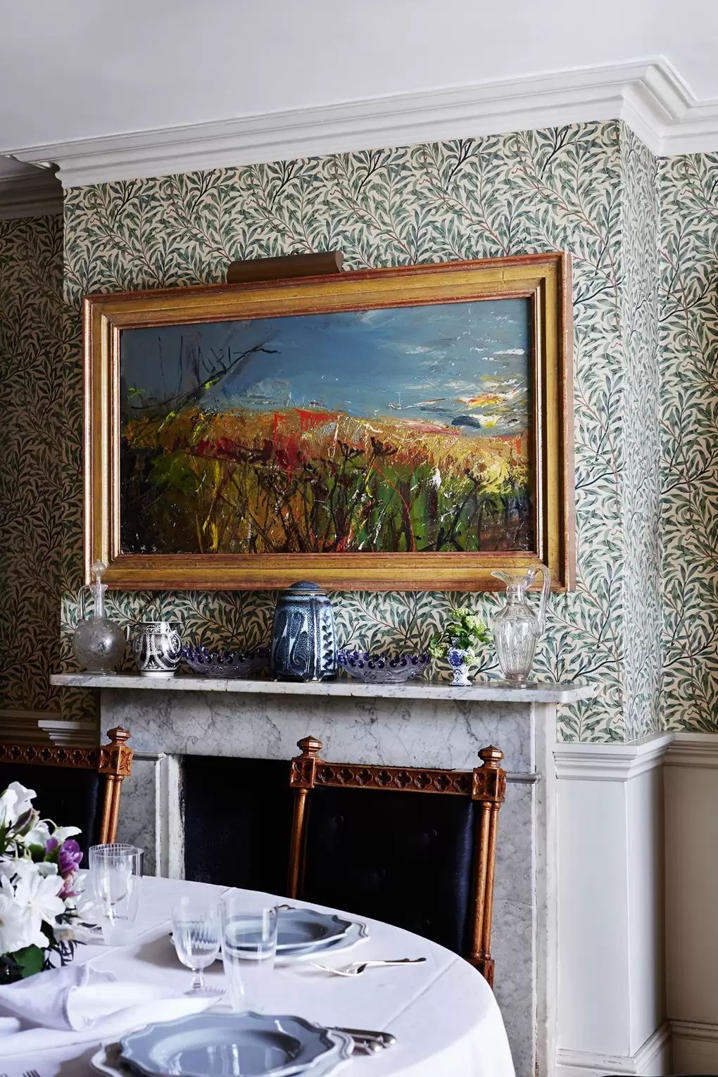 An Interesting Painting in English Country Dining Room via David Heathcoat-Amory