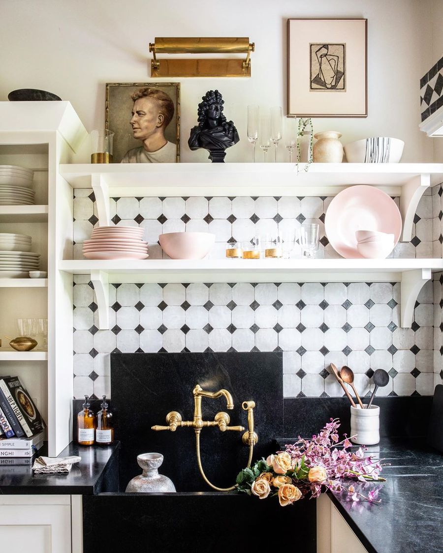 Black Farmhouse Sink in Country Kitchen in Hudson Valley via @zioandsons