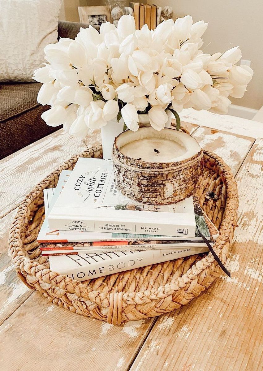 Farmhouse Coffee Table Tray and Books via @hudsonfarmhouse