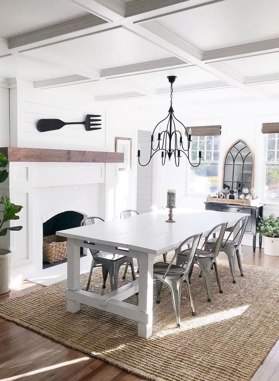 Farmhouse Dining Room with Fork on Wall via @angelarose_diyhome