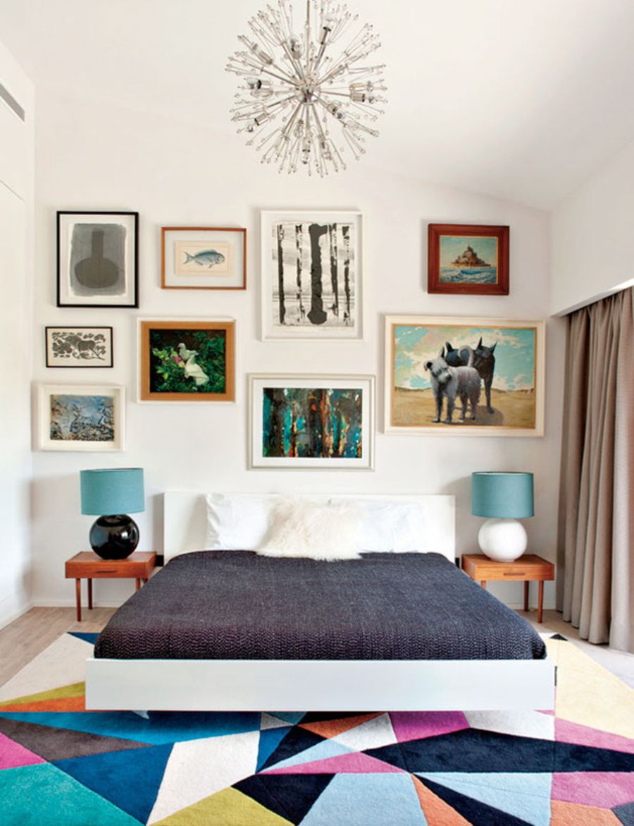 Geometric Rug in Mid-Century Modern Bedroom