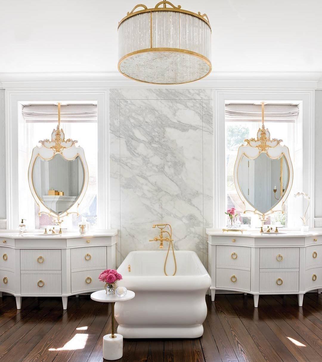 Glam Bathroom with Bathtub for Soaking via Maria Galiani via @southernhomemag