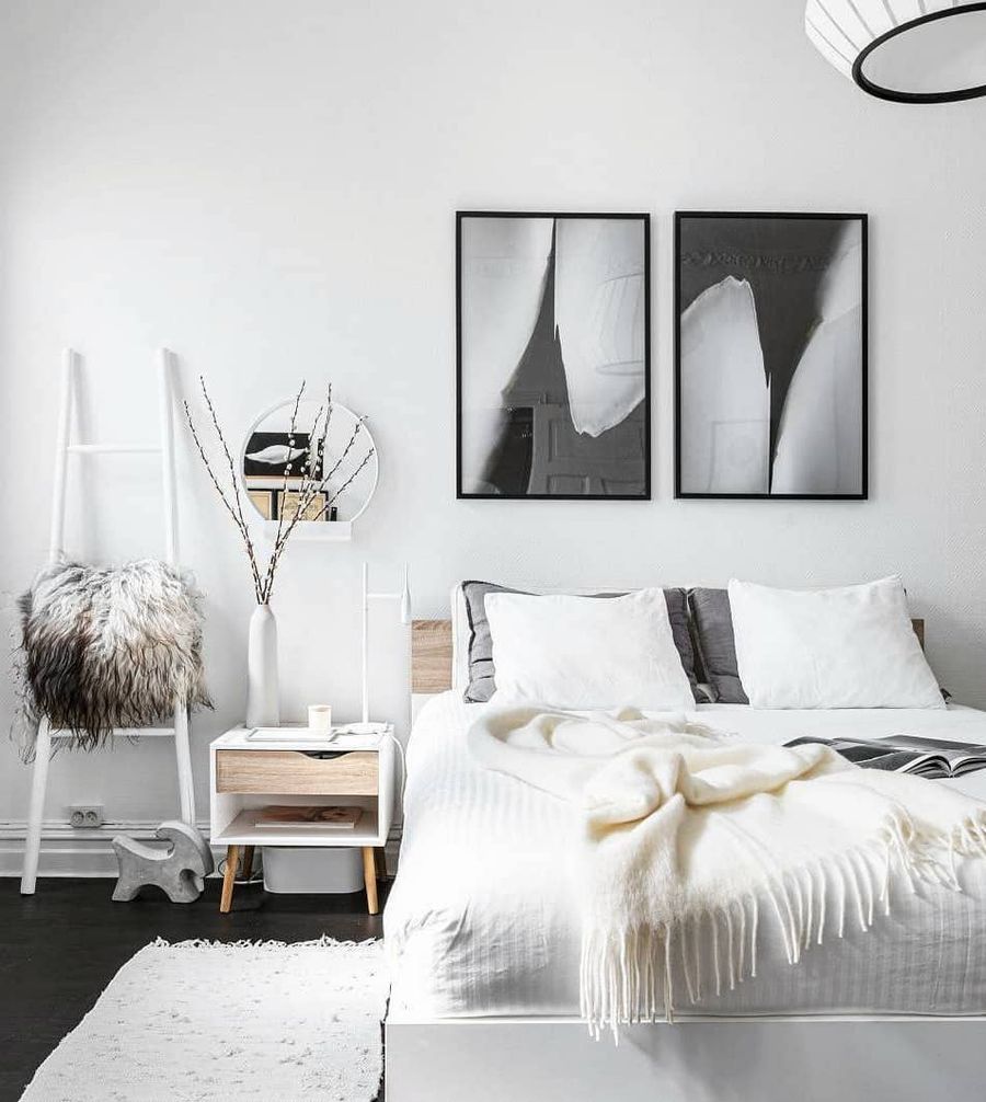 12 Scandinavian Bedroom Decor Ideas To Know   Leaning Wall Ladder In A Scandinavian Bedroom @vaningenvillan 