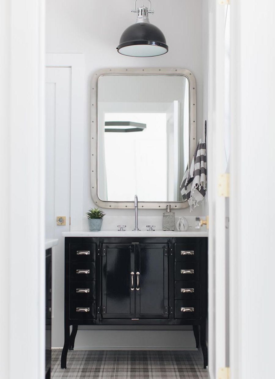 23 Best Industrial Bathroom Decor Ideas, Industrial Metal Bathroom Vanity Cabinet