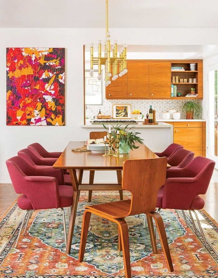 Natural Wood Dining Table in Mid-Century Modern Dining Room via @theatomicranch