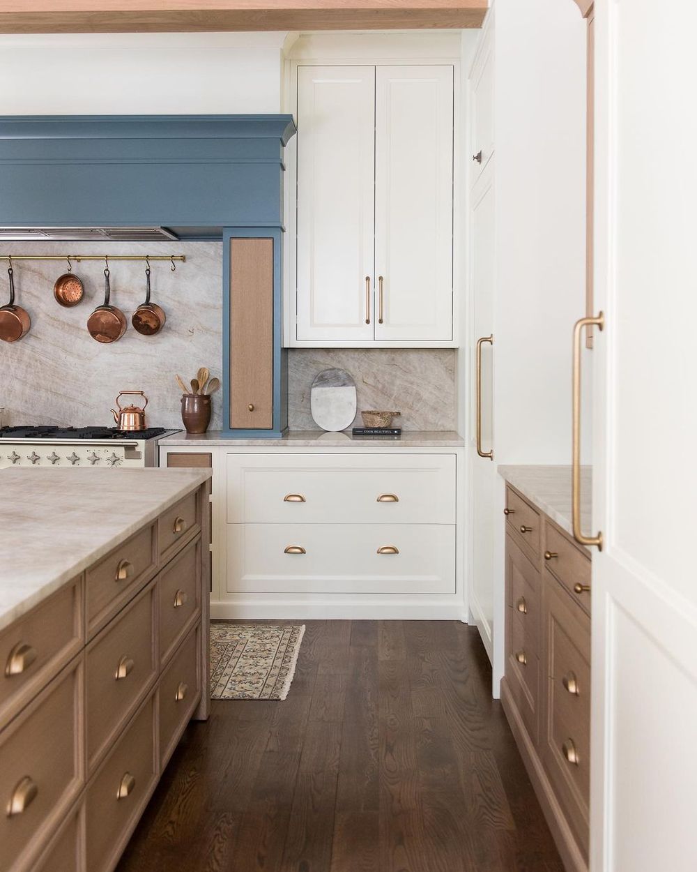 Neutral Kitchen with Copper Pots and Pans via @whittneyparkinson