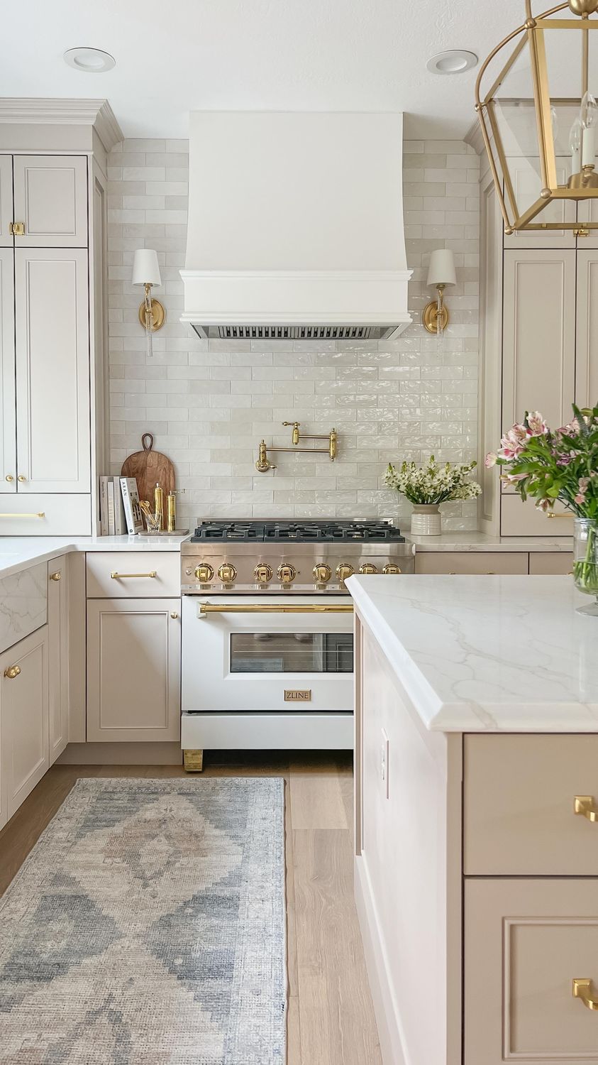 Neutral kitchen Zellige backsplash tile blushingboho