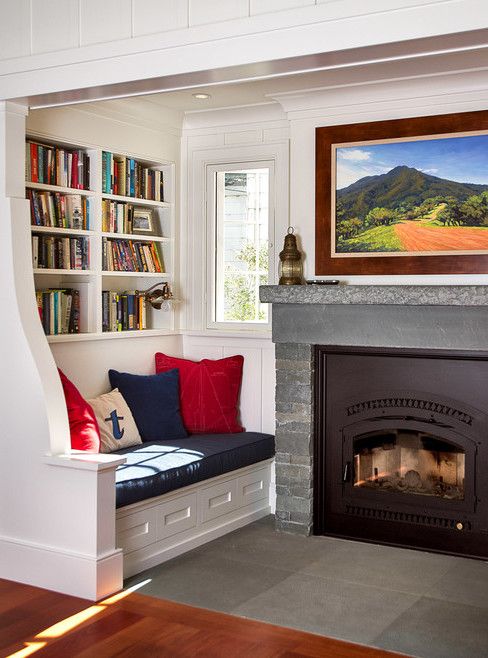 Reading Nook with Fireplace via TOTAL CONCEPTS