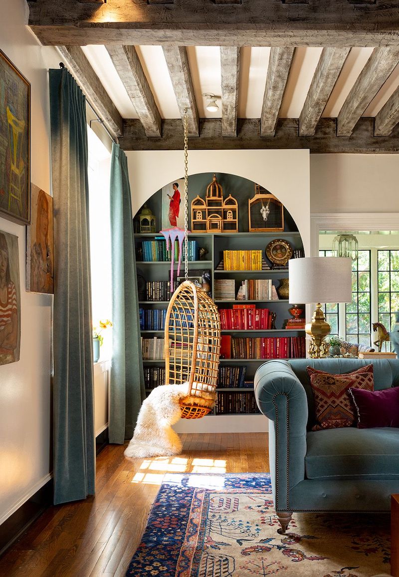 Reading Nook with Hanging Chair via Architectural Digest and Lily Aldridge