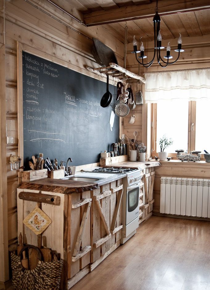 Rustic Barn wood Kitchen Cabinets in Country Kitchen via IloveNatureBlog
