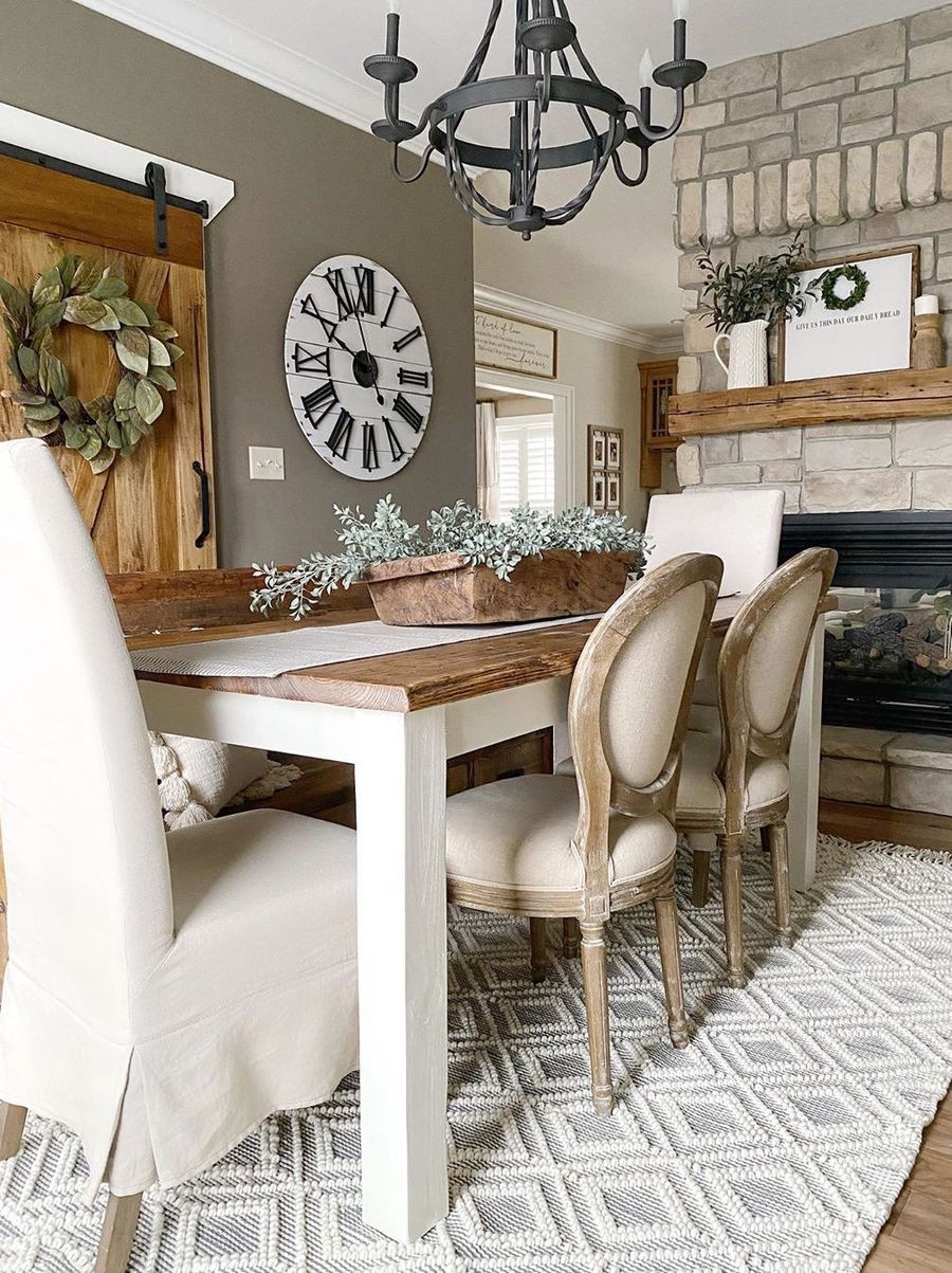 Sliding Barn Door in Farmhouse Dining Room via @thegatewayhome