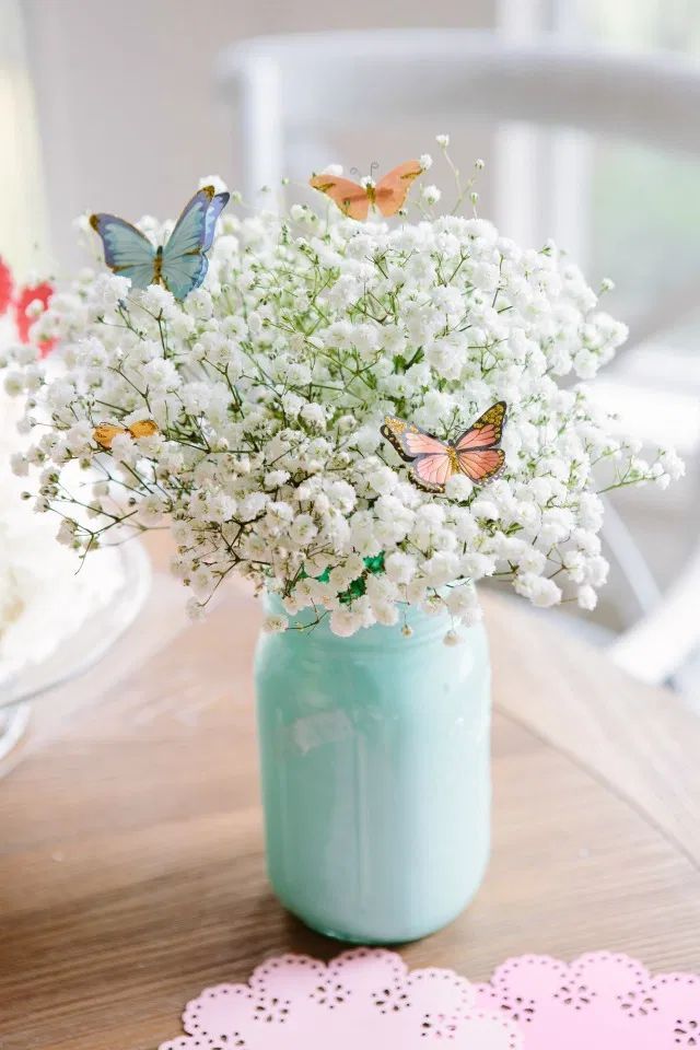 Spring Decor Butterfly Baby’s Breath Bouquets via designimprovised