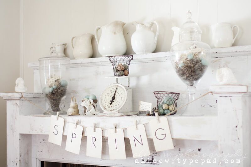 Spring Garland Sign across Mantel via AliceW