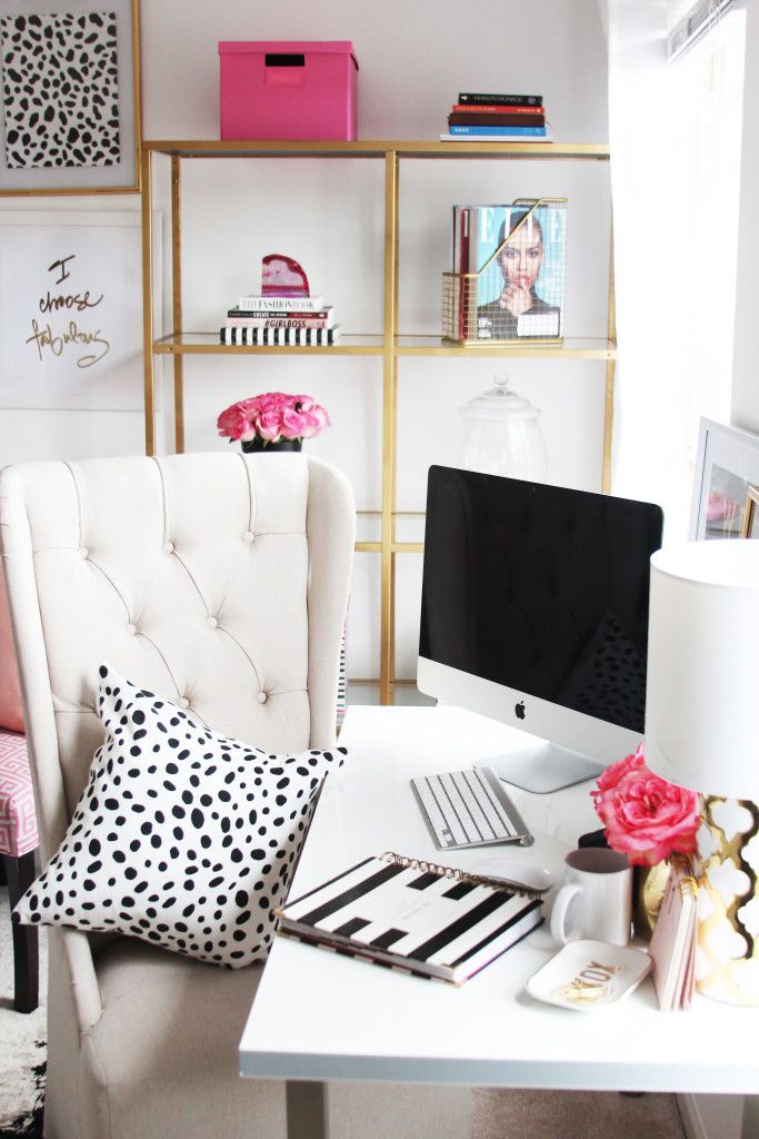 Tufted Office Chair in Glam Office via sayehpezeshki