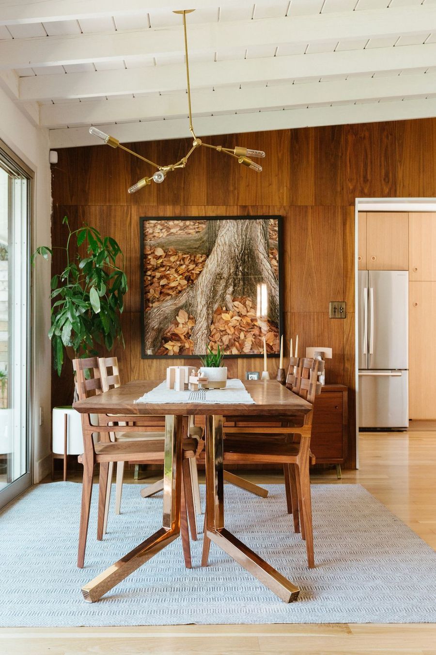 Warm Palette Mid-Century Modern Dining Room via Design Sponge and Nicki Sebastian