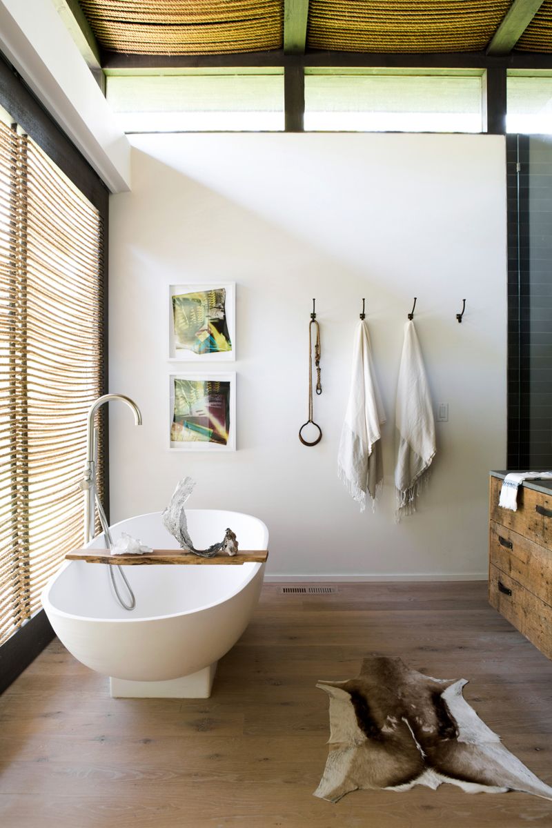 White Bathtub in Neutral bathroom via Athena Calderone