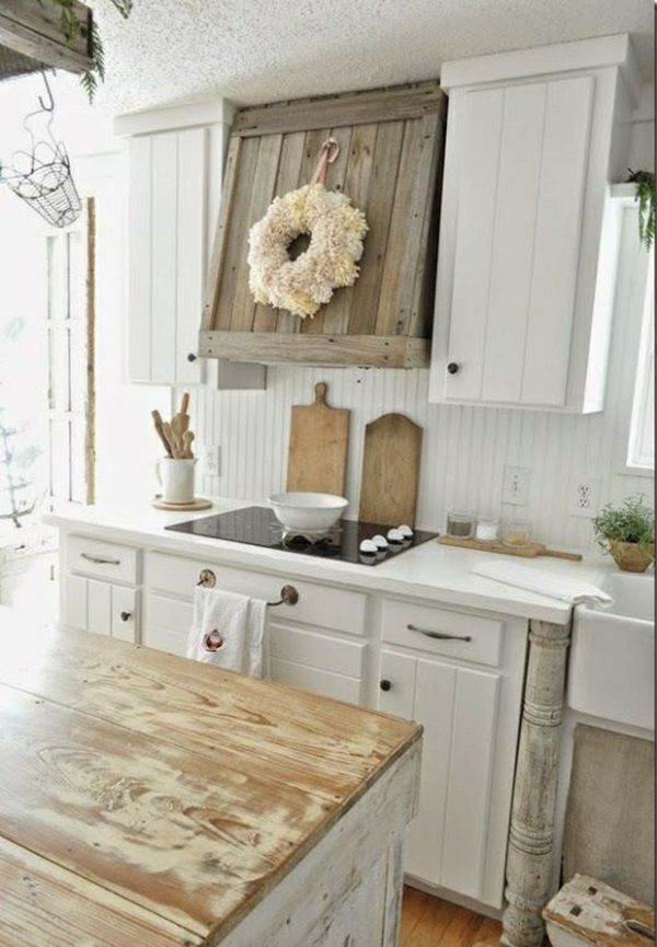 Wood Range Hood in Country Kitchen